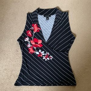 WHBM Surplice Sleeveless V-Neck Top